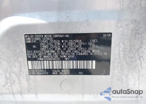 2008 Toyota Rav4 Sport V6 из США, поврежденный, VIN JTMBK32V386048226